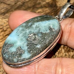 Caribbean Larimar Pendant 2 1/4”
